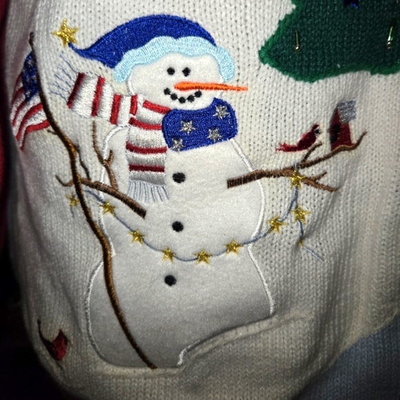 Quacker Factory VTG Blue & Red Front & Back Americana Christmas Cardigan Size 1X - Picture 7 of 12
